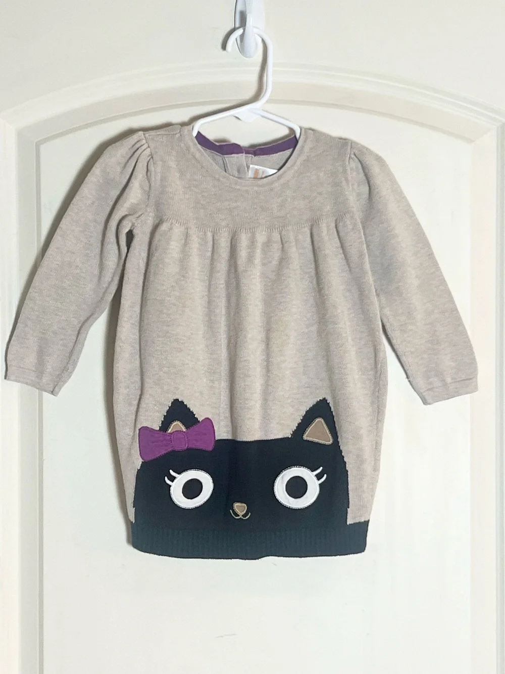 Gymboree 18-24M Tan Tan/Black Cat Sweater Dress Toddler Girl Knit Fall Outfit